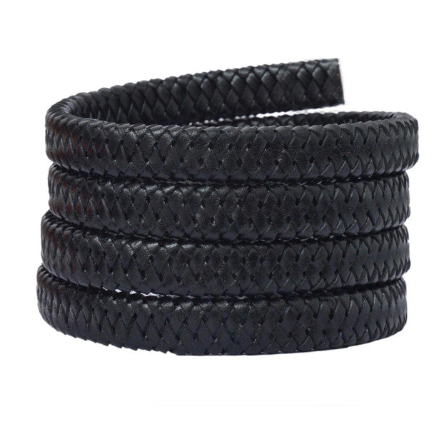 Black Flat Braided Bracelet Leather Cord 11.5mm 1 meter