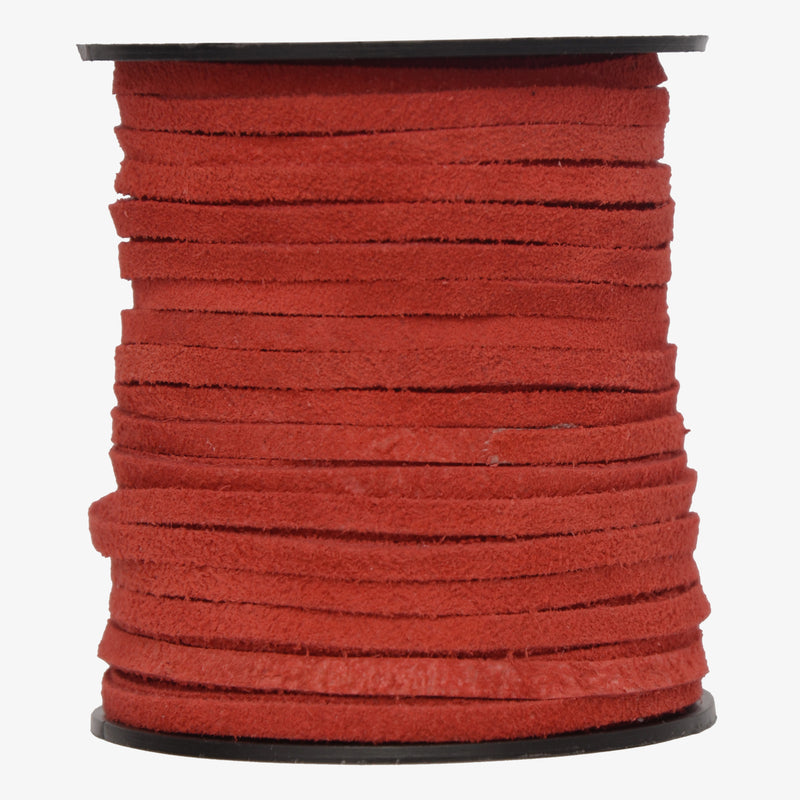 Red -Flat Suede Leather Cord 3mm