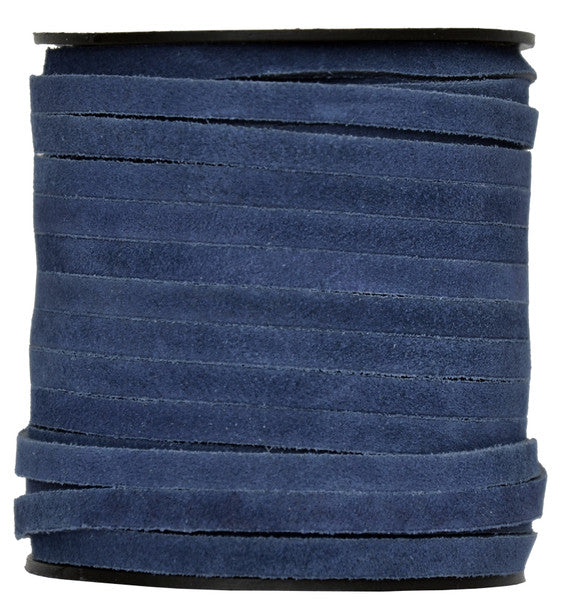 Royal Blue Flat Suede Leather Cord 5mm