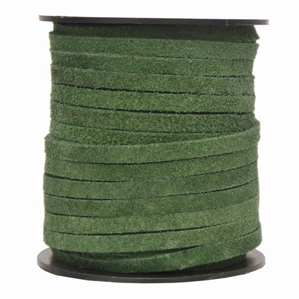 Green Flat Suede Leather Cord 5mm