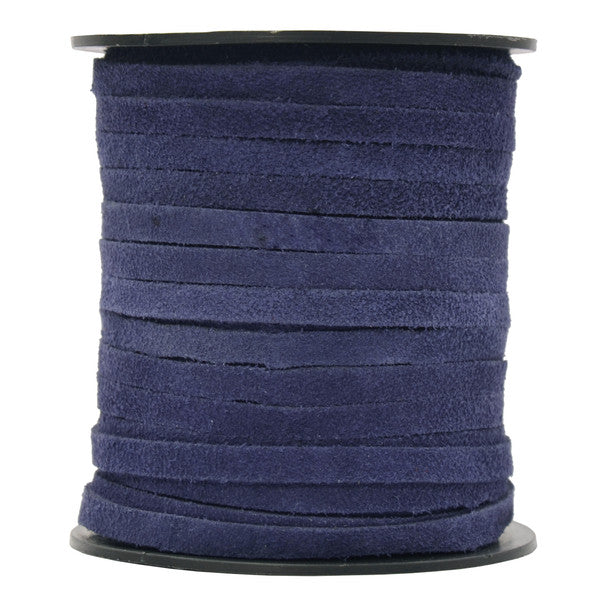 Navy Blue Flat Suede Leather Cord 5mm