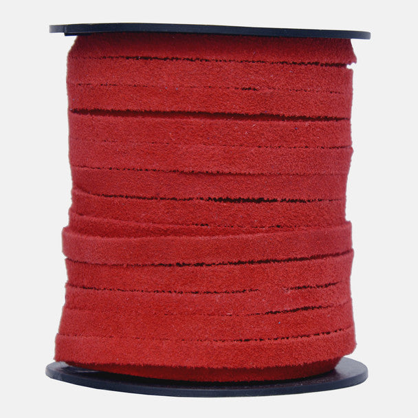 Red Flat Suede Leather Cord 5mm