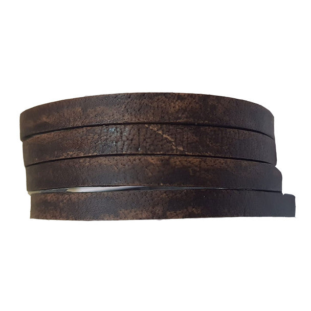 Antique Dark Brown Flat Leather Cord 5mm x 2mm