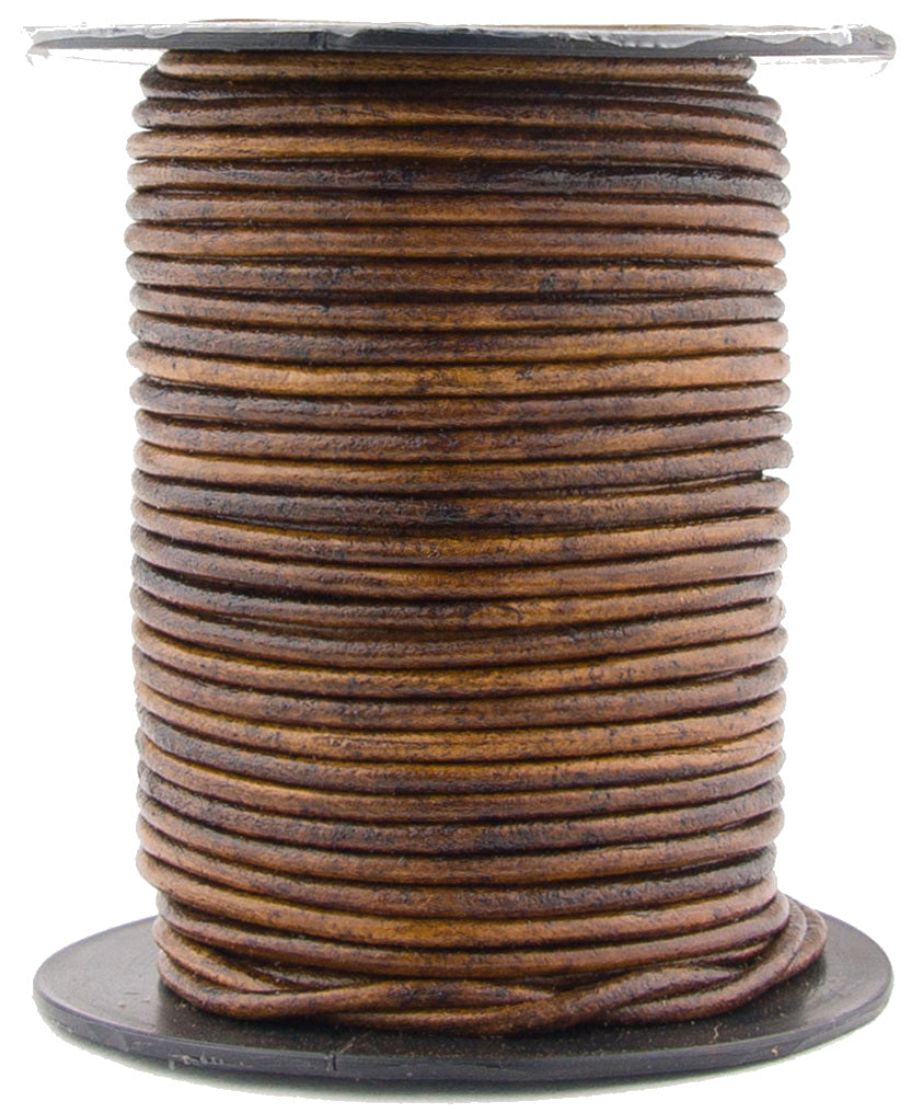 Brown Antique Natural Round Leather Cord 1mm