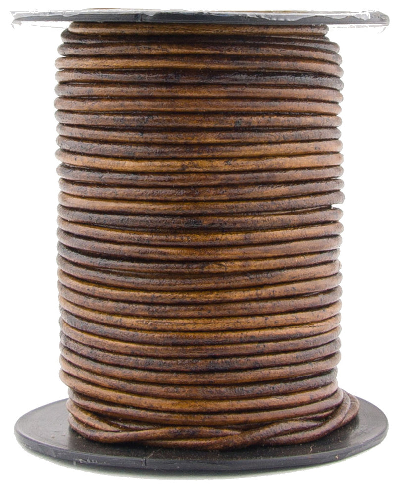 Brown Antique Natural Round Leather Cord 1mm