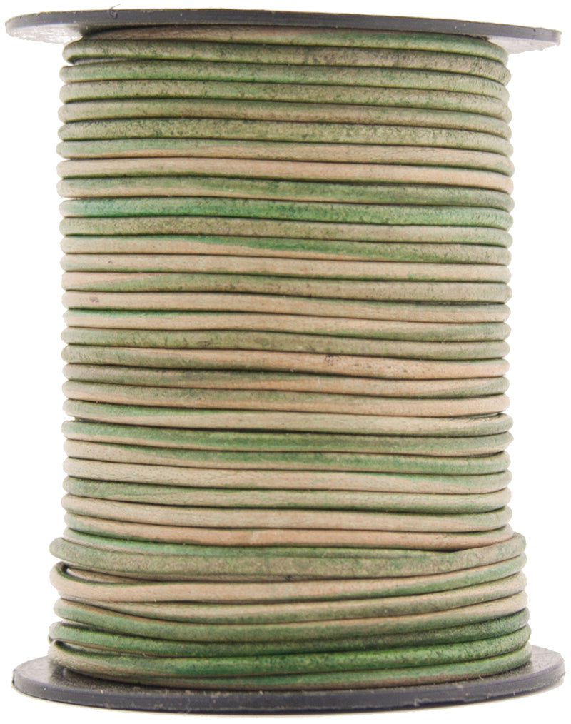 Natural Antique Green Round Leather Cord 1mm