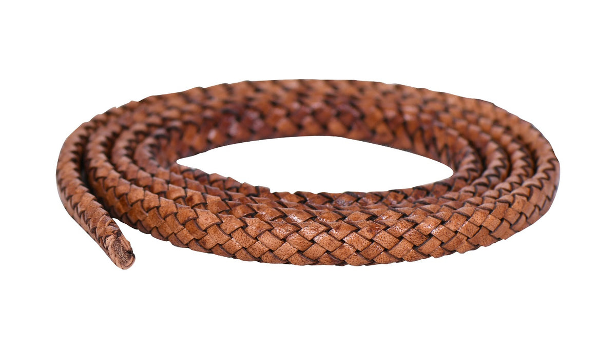 Brown Distressed Light Flat Braided Bracelet Leather Cord 8mm 1 Meter