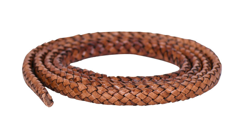 Brown Distressed Light Flat Braided Bracelet Leather Cord 8mm 1 Meter