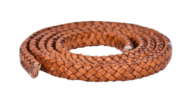 Brown Distressed Light Flat Braided Bracelet Leather Cord 10mm 1 Meter