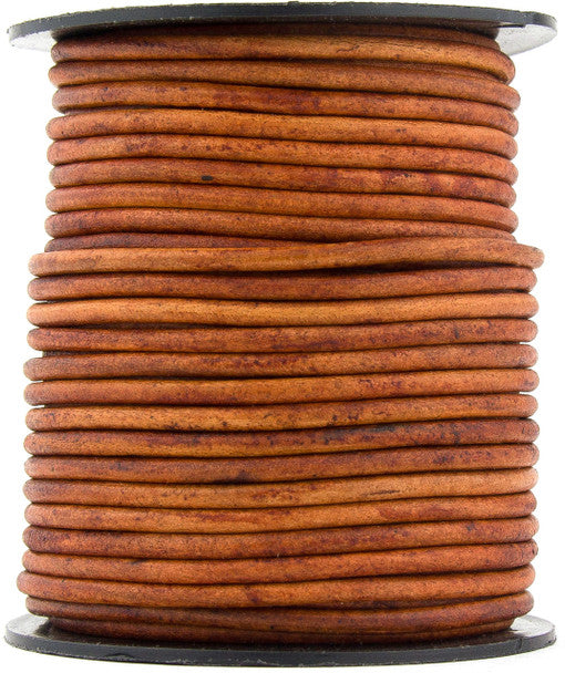 Brown Distressed Light Round Leather Cord 3mm