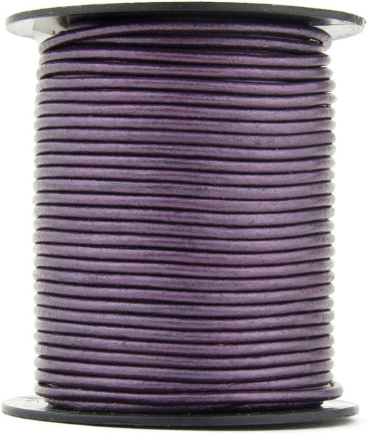 Berry Metallic Round Leather Cord 2mm