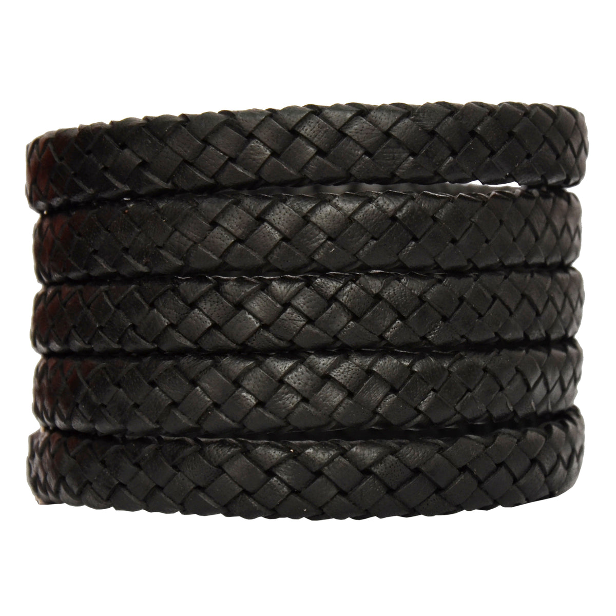 Black Natural Dye Flat Braided Bracelet Leather Cord 10mm 1 Meter