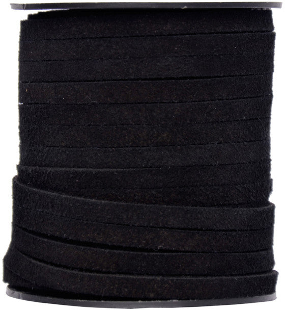 Black Flat Suede Leather Cord 5mm