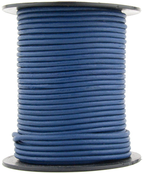 Blue Natural Round Leather Cord 1mm