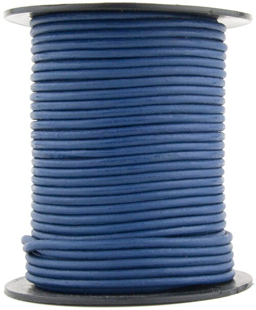 Blue Natural Round Leather Cord 2mm