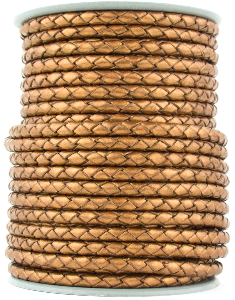 Bronze Metallic Round Bolo Braided Leather Cord 3mm