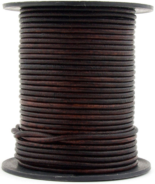 Brown Mahogany Round Leather Cord 2mm