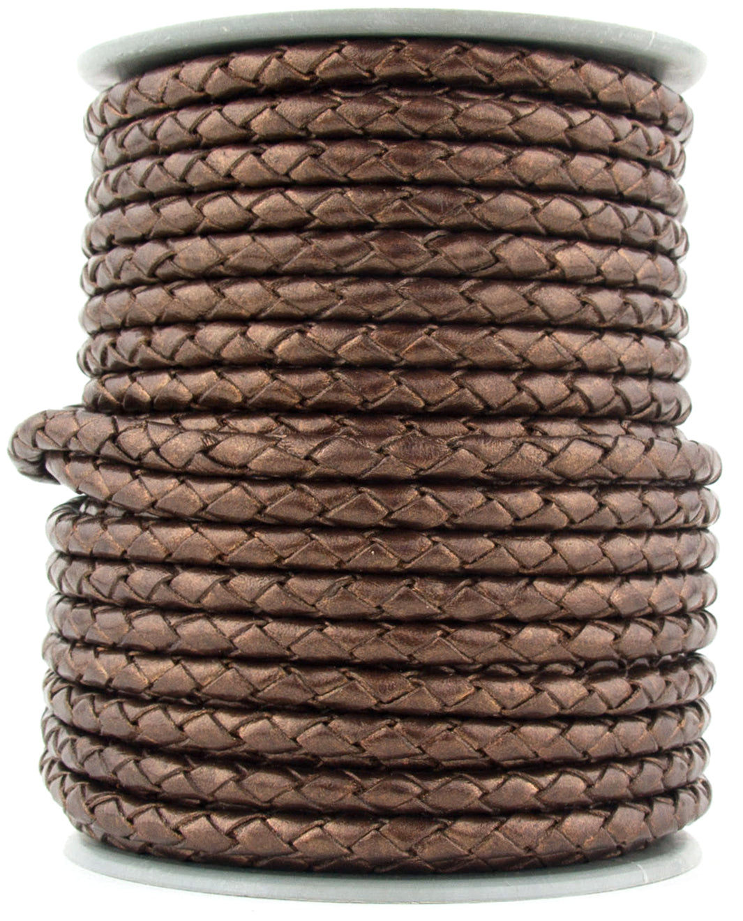 Brown Metallic Round Bolo Braided Leather Cord 3mm