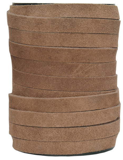 Light Brown Flat Suede Leather Cord 10mm