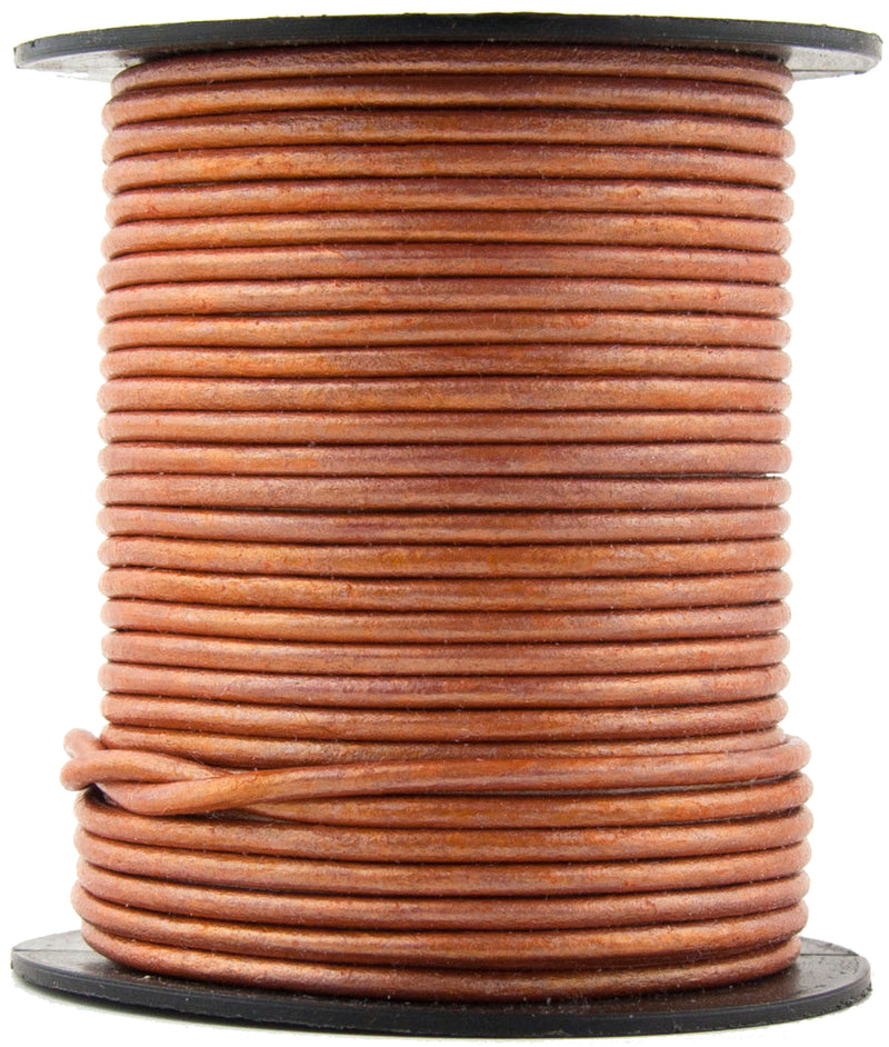 Copper Metallic Light Round Leather Cord 1.5mm