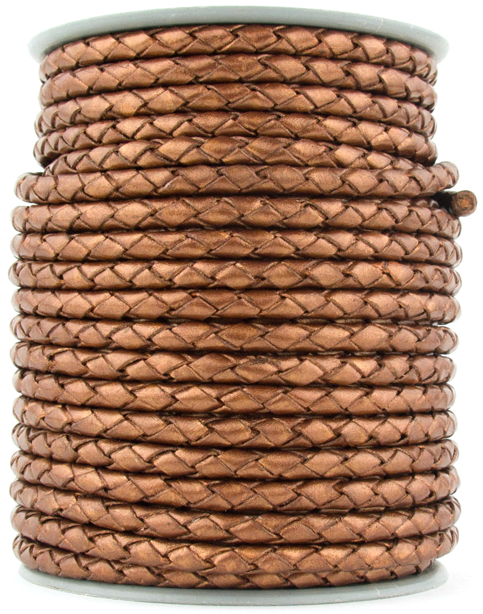 Copper Metallic Round Bolo Braided Leather Cord 5mm