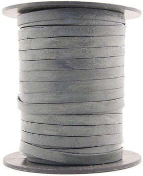 Gray Dark Flat Leather Cord 5mm x 1mm