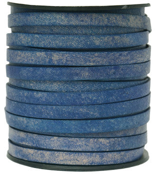 Denim Blue Flat Leather Cord 5mm x 1mm