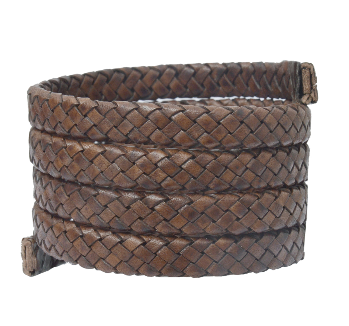 Brown Distressed Flat Braided Bracelet Leather Cord 10mm 1 Meter