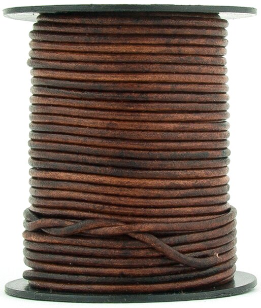 Brown Distressed Round Leather Cord 1mm