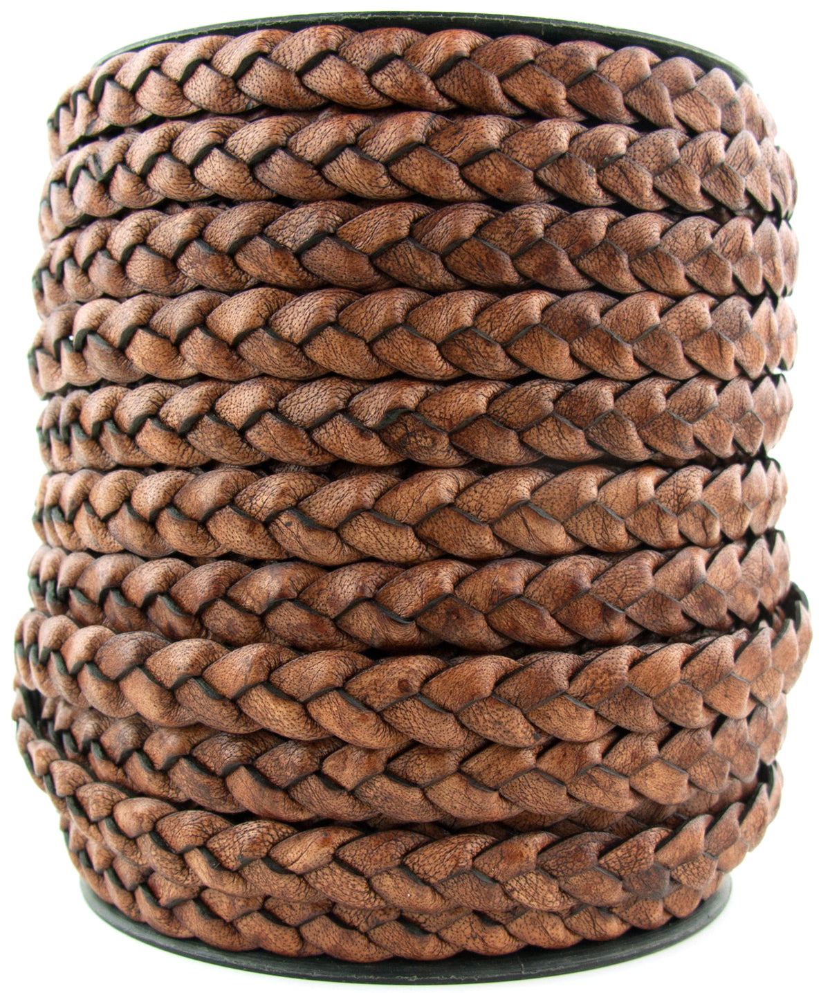 Distressed Brown Natural Flat Braided Leather Cord 10mm