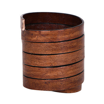 Distressed Brown Flat Leather Cord With Black Edge 10mm x 2mm- 1 meter