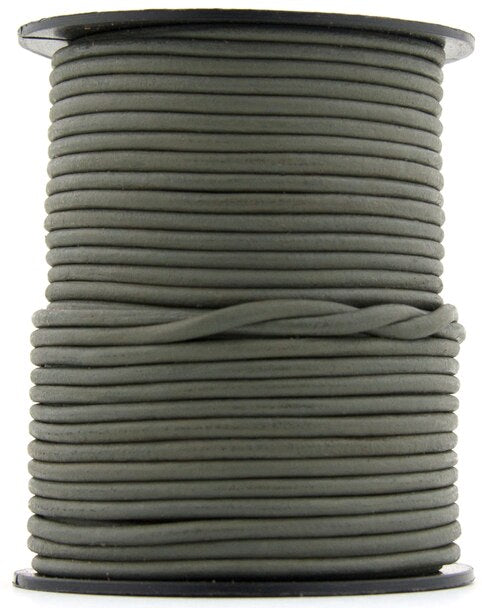 Gray Natural Round Leather Cord 1.5mm