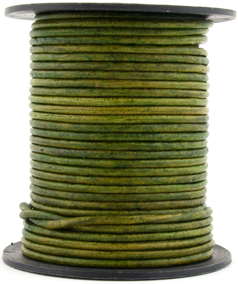 Green Moss Round Leather Cord 1mm