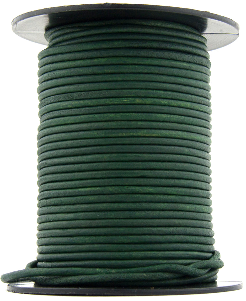 Green Natural Round Leather Cord 1mm