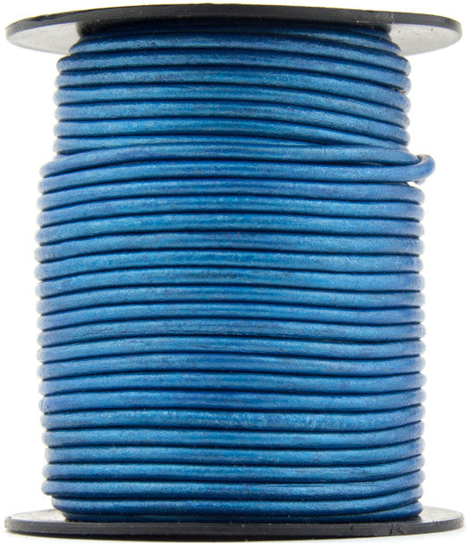 Blue metallic Round Leather Cord 1.5mm