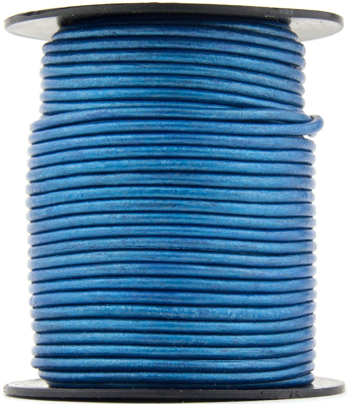 Blue Metallic Round Leather Cord 2mm