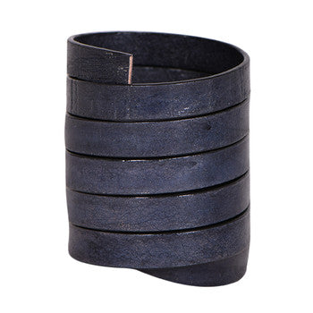 Midnight Blue Flat Leather Cords With Black Edge 10mm x 2mm- 1 meter