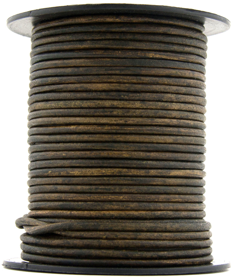 Green Military Distressed Round Leather Cord 1.5mm