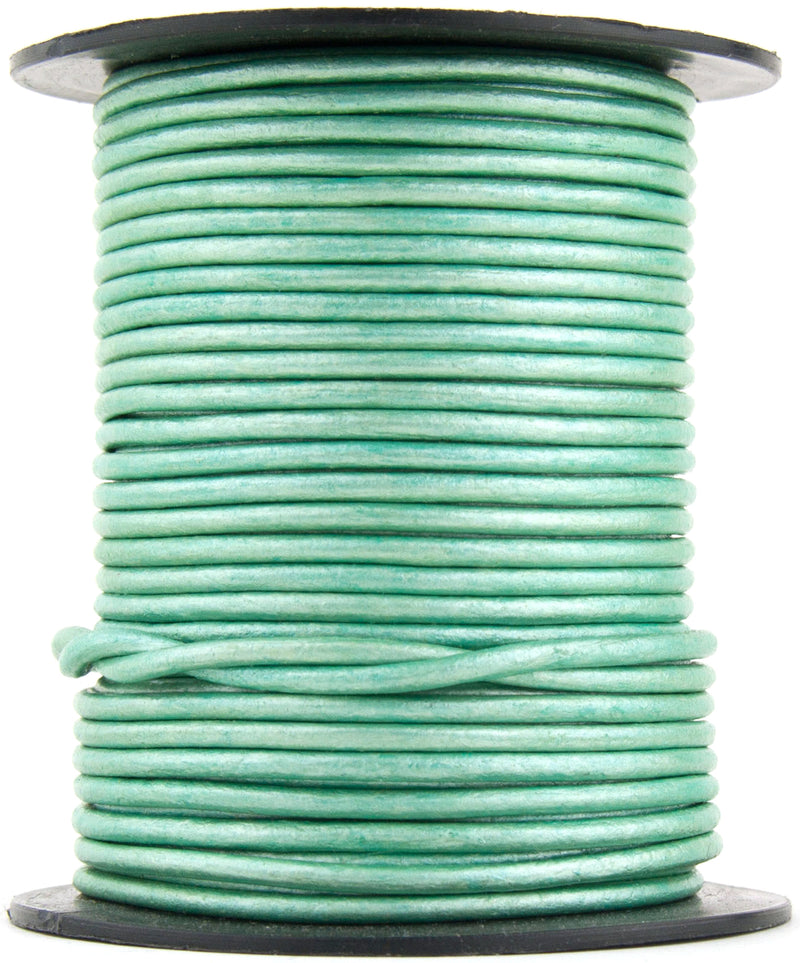 Mint Metallic Round Leather Cord 1.5mm