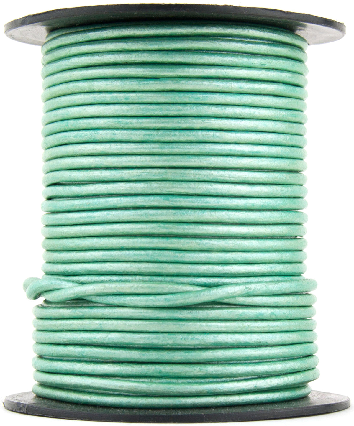 Mint Metallic Round Leather Cord 2mm