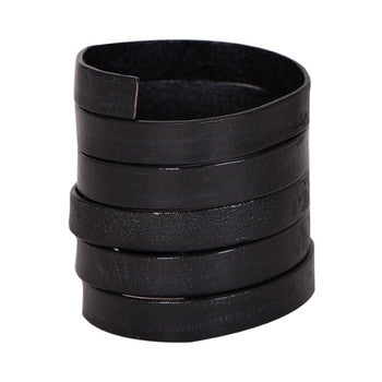 Natural Black Flat Leather Cord With Black Edge 10mm x 2mm- 1 meter