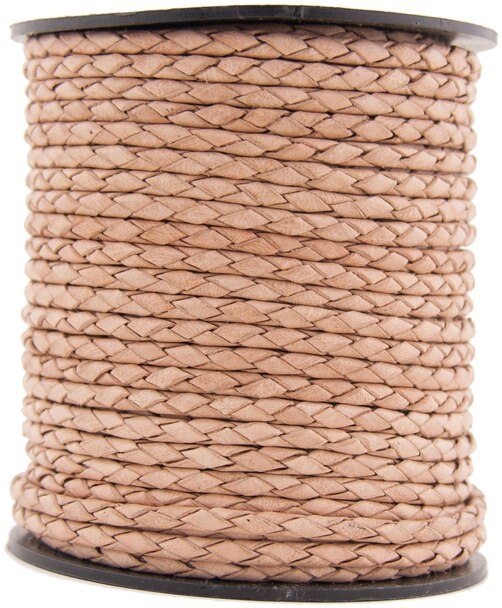 Natural Round Bolo Braided Leather Cord 3mm
