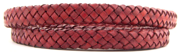Red Natural Dye Flat Braided Bracelet Leather Cord 10mm 1 Meter