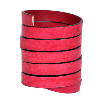 Natural Fuchsia Flat Leather Cords With Black Edge 10mm x 2mm- 1 meter