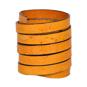 Natural Mustard Flat Leather Cord With Black Edge 10mm x 2mm- 1 meter