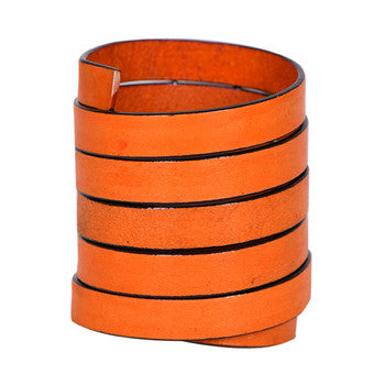 Natural Orange Flat Leather Cord With Black Edge 10mm x 2mm- 1 meter