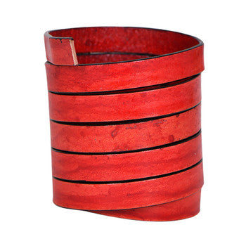 Natural Red Flat Leather Cords With Black Edge 10mm x 2mm- 1 meter