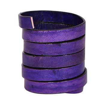 Natural Violet Flat Leather Cords With Black Edge 10mm x 2mm- 1 meter