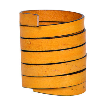 Natural Yellow Flat Leather Cords With Black Edge 10mm x 2mm- 1 meter