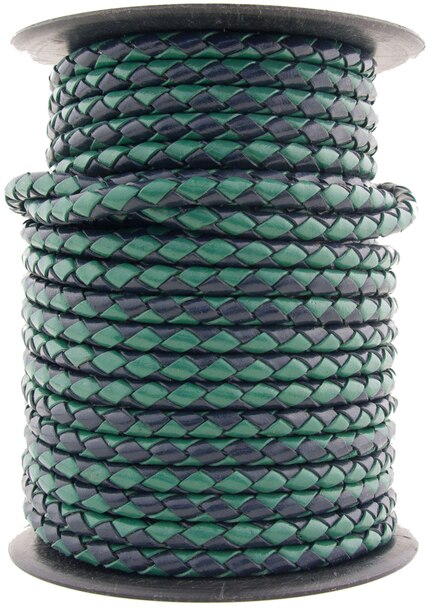 Navy Green Round Bolo Braided Leather Cord 3mm